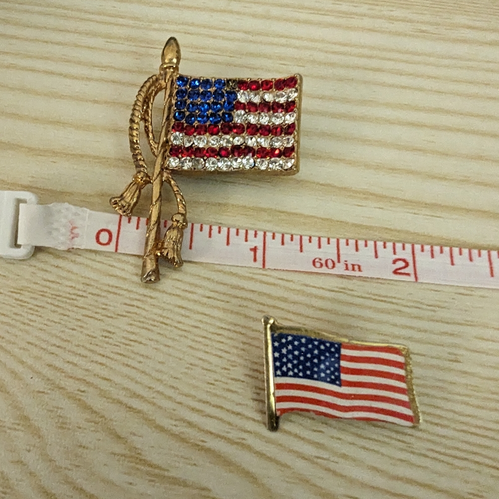 American Flag Brooch and Pin Set